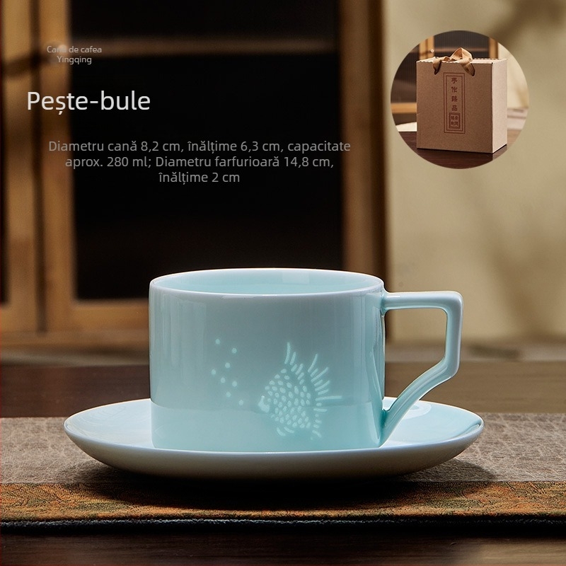 Set de cești și farfurioară de cafea din ceramică, înaltă calitate, ceașcă latte, cutie cadou, personalizare