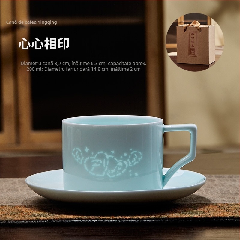 Set de cești și farfurioară de cafea din ceramică, înaltă calitate, ceașcă latte, cutie cadou, personalizare