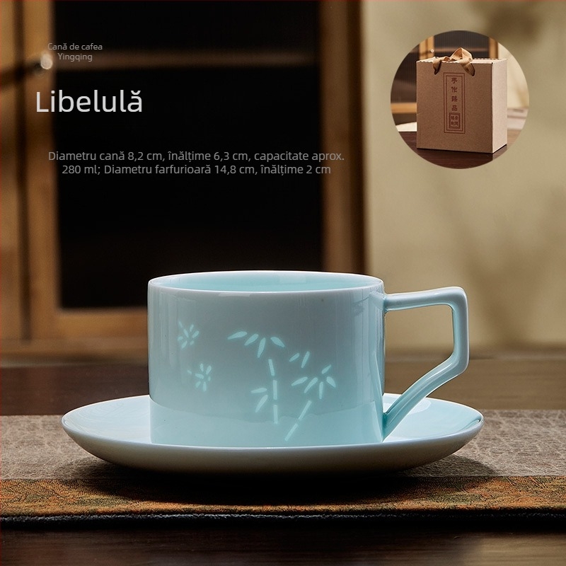 Set de cești și farfurioară de cafea din ceramică, înaltă calitate, ceașcă latte, cutie cadou, personalizare