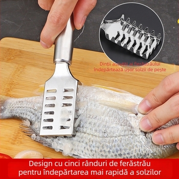 Instrument multifuncțional din oțel inoxidabil pentru îndepărtarea solzilor de pe pește, ustensilă de bucătărie