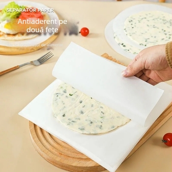 Hârtie de copt circulară antiaderentă, rezistentă la ulei și la congelare, cu acoperire din silicon, pentru cuptorul cu aer de uz casnic