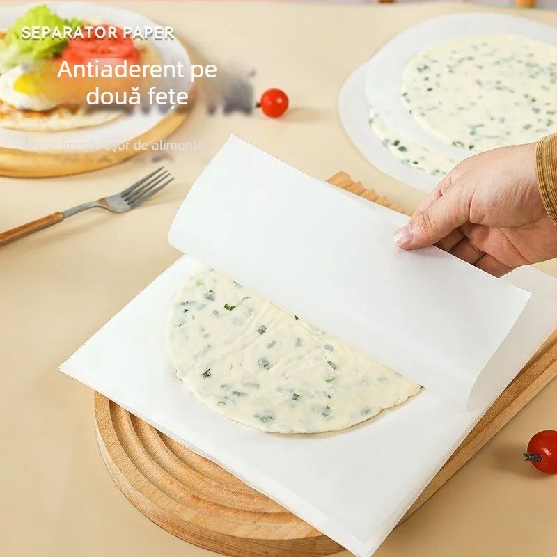 Hârtie de copt circulară antiaderentă, rezistentă la ulei și la congelare, cu acoperire din silicon, pentru cuptorul cu aer de uz casnic