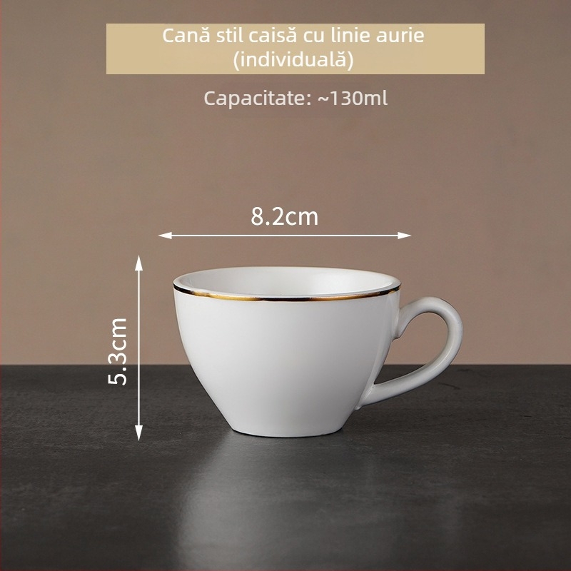 Ceașcă albă de cafea din ceramică cu farfuriu, set pentru mic dejun, lapte și ceai de după-amiază, gata pentru logo