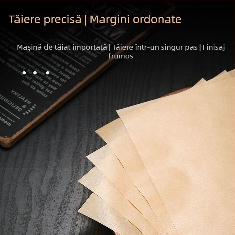 Hârtie de copt naturală, acoperire din silicon alimentar, îngroșată, pătrată, de unică folosință pentru restaurante