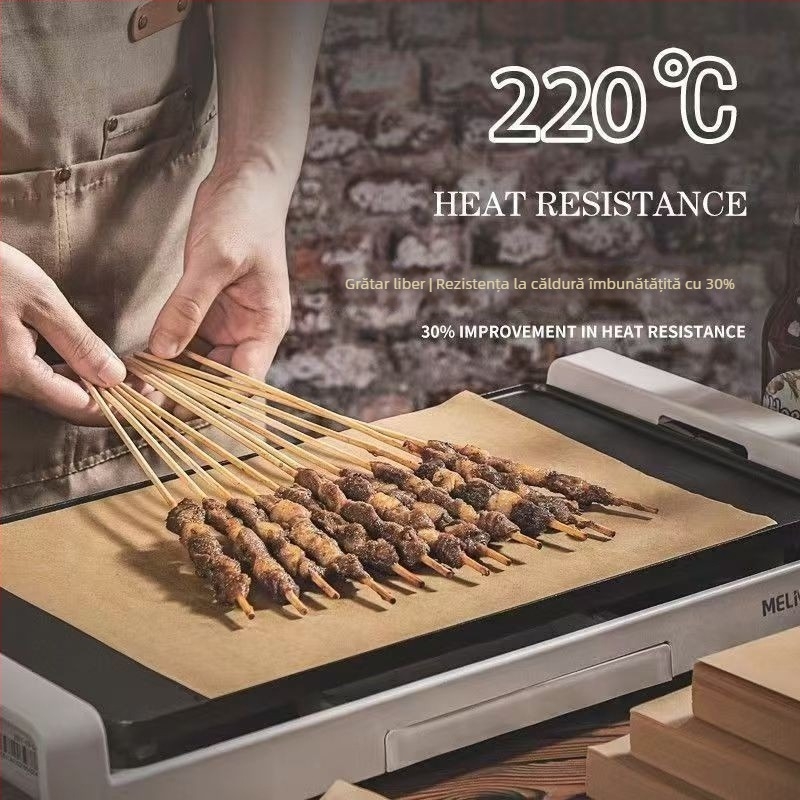 Hârtie de copt naturală, acoperire din silicon alimentar, îngroșată, pătrată, de unică folosință pentru restaurante