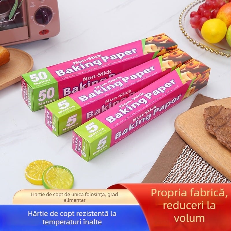 Hârtie de copt cu acoperire de silicon, de unică folosință, pentru cuptor și grătar, absorbantă la ulei, rezistentă la temperaturi înalte