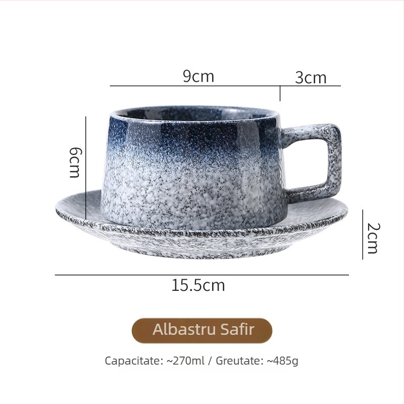 Ceașcă de cafea ceramică în stil japonez cu farfuriu - set