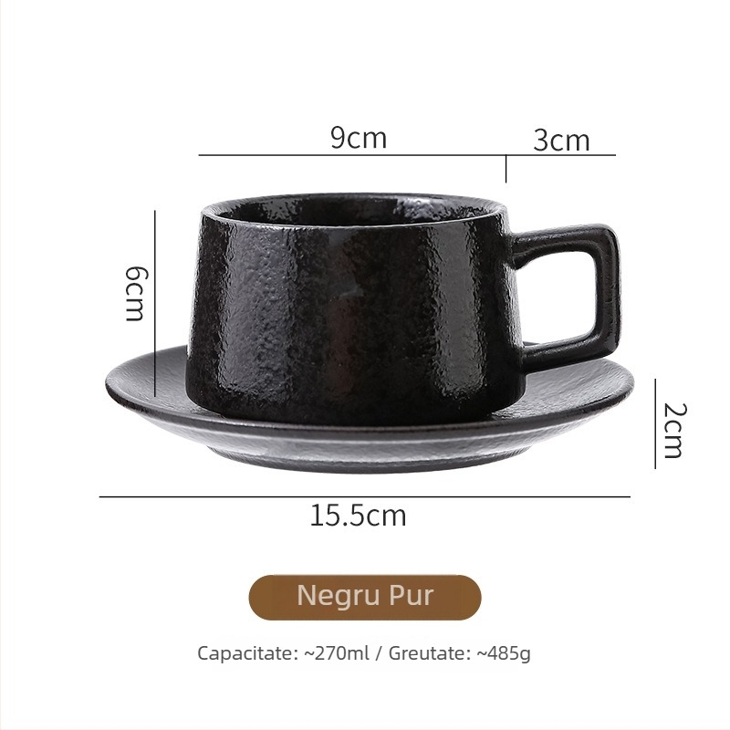 Ceașcă de cafea ceramică în stil japonez cu farfuriu - set