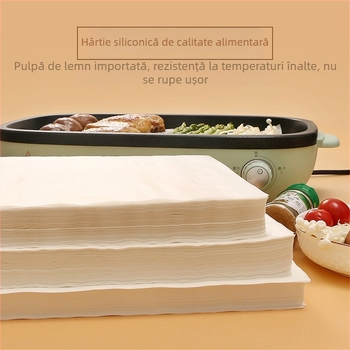 Hârtie de copt pătrată, cu strat de silicon — antiaderentă, absorbantă de ulei, pentru cuptor