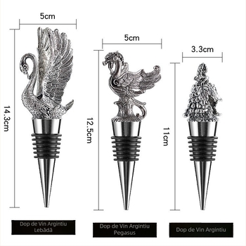 Dop pentru sticlă cu cap de animal din aliaj; Dop pentru sticlă cu cap de cerb; Dop pentru sticlă cu cap de lebădă; Dop pentru sticlă cu cap de pterozaur; Dop pentru vin; Dop pentru șampanie
