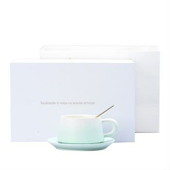 Set de cești ceramice pentru cafea cu linguriță – minimalist, pentru uz casnic, accesoriu elegant pentru ceaiul de după-amiază