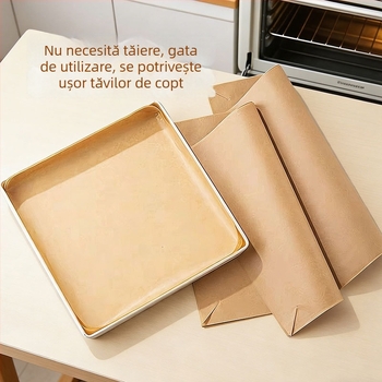 Hârtie de copt pătrată, 28 cm, cu acoperire din silicon, îngroșată, de unică folosință, antiaderentă, pentru rulouri de tort