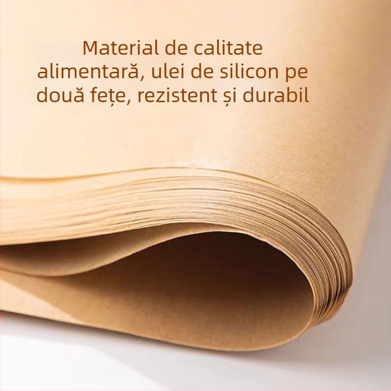 Hârtie de copt pătrată, 28 cm, cu acoperire din silicon, îngroșată, de unică folosință, antiaderentă, pentru rulouri de tort
