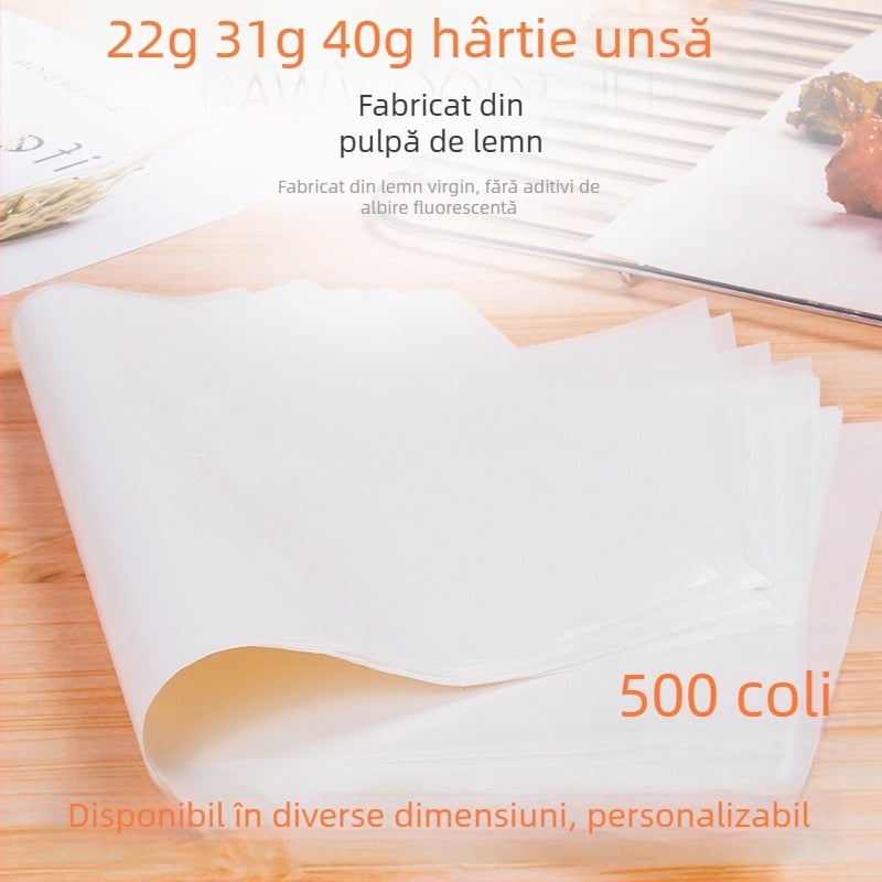 Hârtie uleioasă semi-permeabilă pentru bucătărie, hârtie de copt cu silicon, suport termic de unică folosință pentru pâine, hârtie pentru grătar
