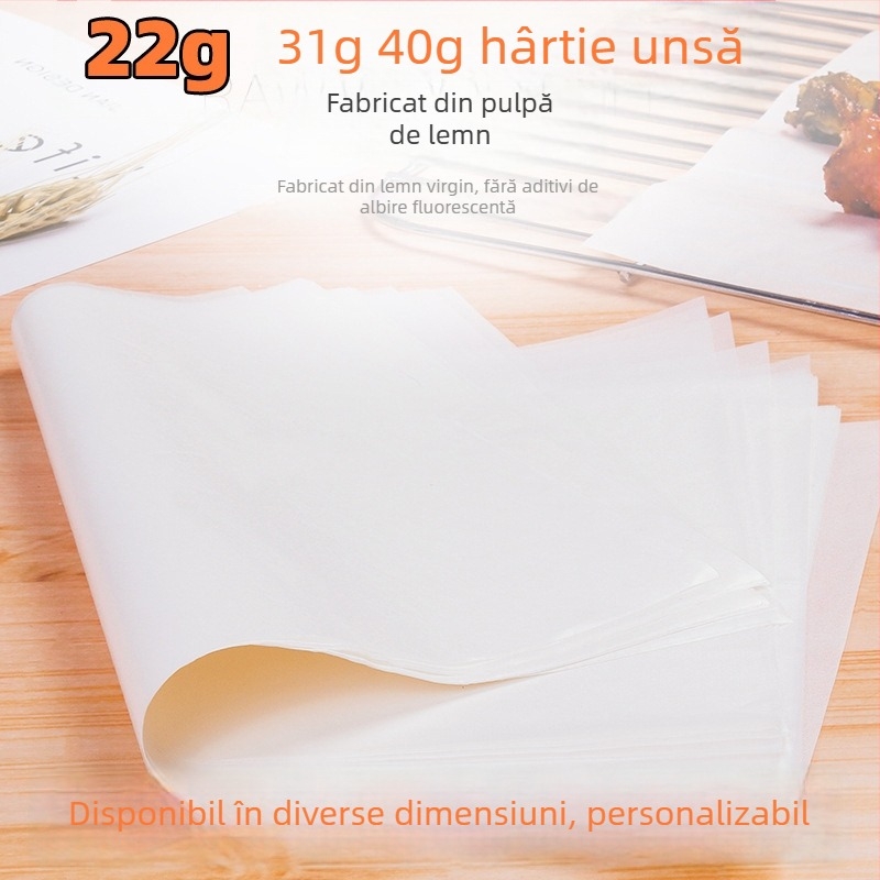 Hârtie uleioasă semi-permeabilă pentru bucătărie, hârtie de copt cu silicon, suport termic de unică folosință pentru pâine, hârtie pentru grătar