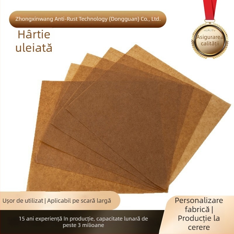 Hârtie VCI anti-ruginire personalizată pentru ambalaje metalice, hârtie industrială rezistentă la ulei și umiditate, 40 g, dimensiuni 787×1020 mm