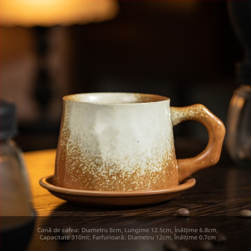 Set european retro din ceramică – ceașcă de cafea cu farfurie, design creativ de suvenir pentru ceaiul de după-amiază