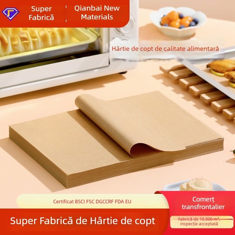 40×60 cm hârtie de copt din pergament, grosime dublă, de calitate alimentară, rezistentă la ulei și la temperaturi înalte, pătrată sau rotundă