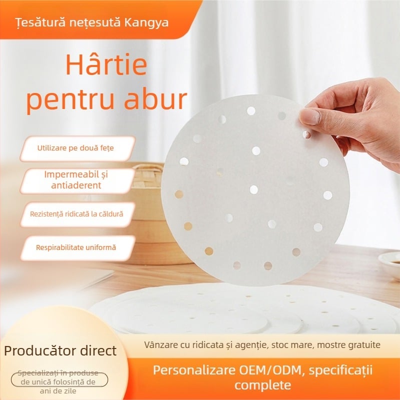 Hârtie pentru aburi o singură folosință, non-aderentă, cu acoperire din silicon, pentru aburi baozi și colțunași