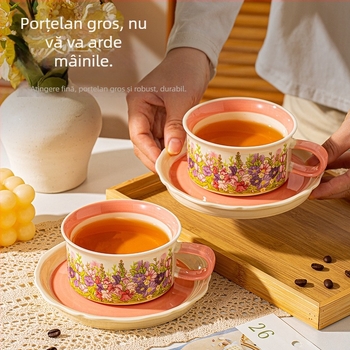 Set ceramic cești de ceai cu farfuriu și ceașcă de cafea, cutie cadou de Crăciun, pereche de cești, personalizare logo