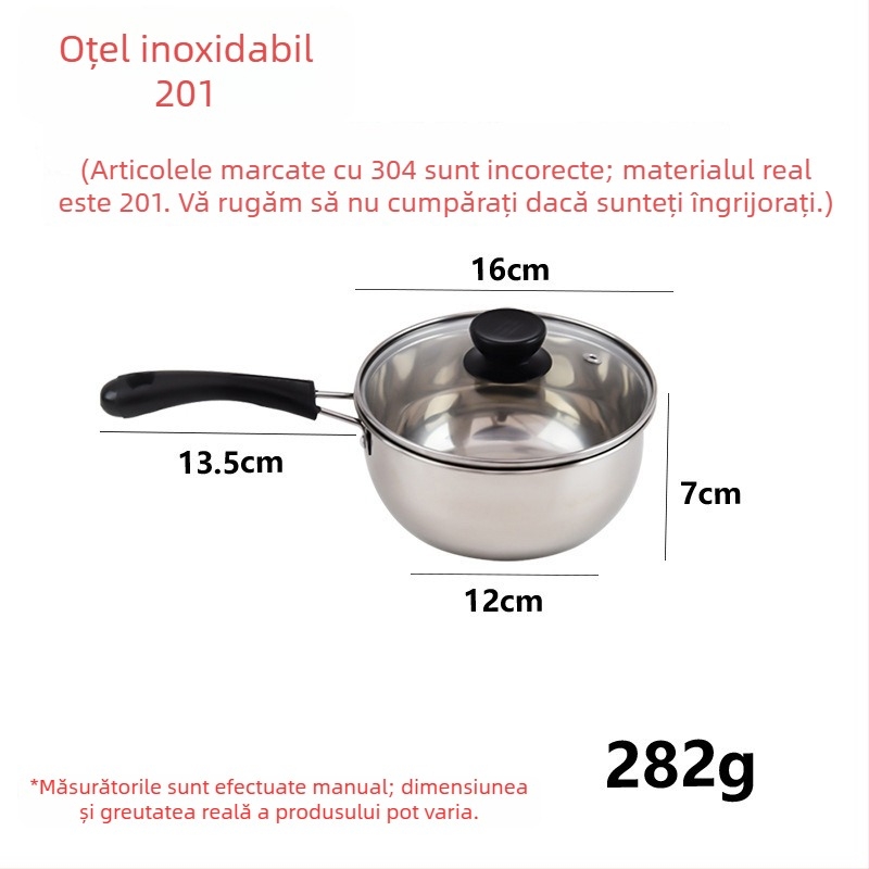 Oală pentru lapte din oțel inoxidabil, alimentară, cu mâner, pentru hrănirea bebelușilor, utilizare universală