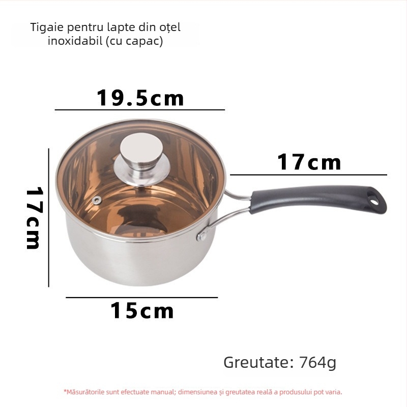 Oală pentru lapte din oțel inoxidabil, alimentară, cu mâner, pentru hrănirea bebelușilor, utilizare universală