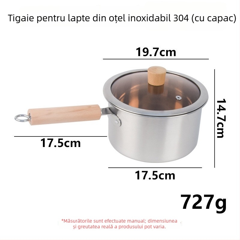 Oală pentru lapte din oțel inoxidabil, alimentară, cu mâner, pentru hrănirea bebelușilor, utilizare universală
