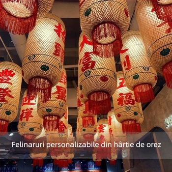 Lampă decorativă suspendată din bambus și hârtie de ulei, stil chinezesc pastoral, pentru restaurante și hoteluri