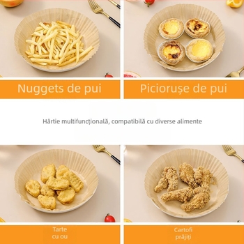 Tava din hârtie de pergament pentru air fryer, cu strat de absorbție a uleiului, hârtie de copt cu silicon, liner pentru cuptor, de calitate alimentară