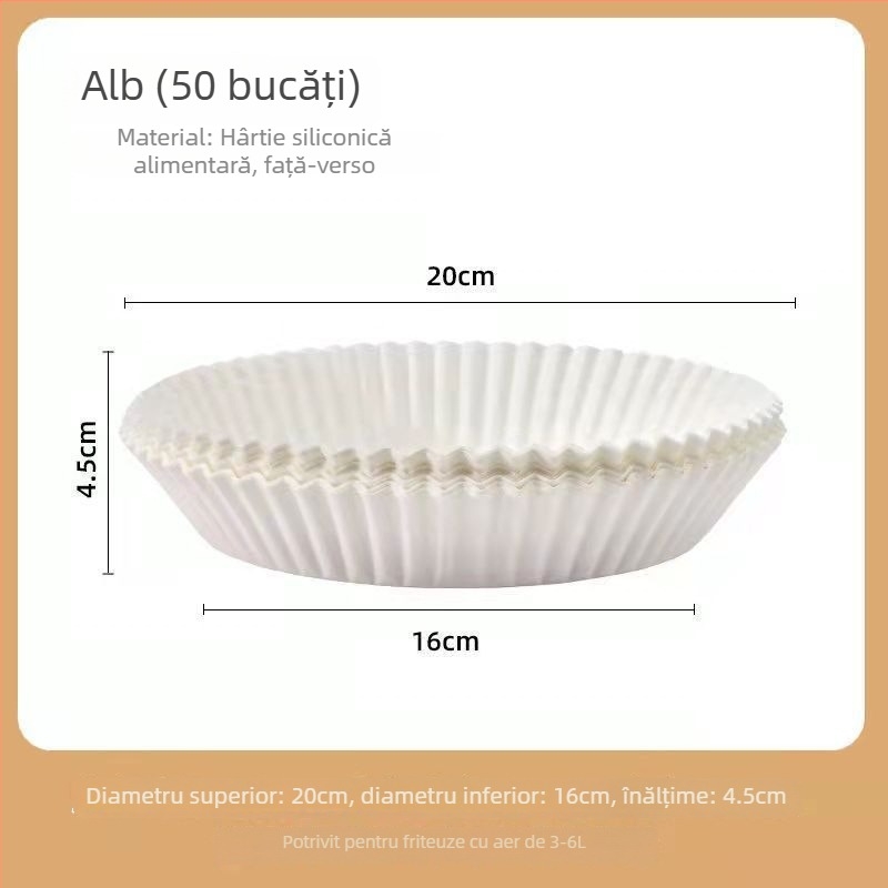 Tava din hârtie de pergament pentru air fryer, cu strat de absorbție a uleiului, hârtie de copt cu silicon, liner pentru cuptor, de calitate alimentară