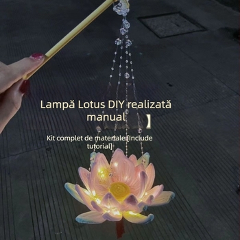 Fenar cu lotus și pai răsucit – kit DIY de materiale pentru felinar pentru festivalul Mid-Autumn, cadou pentru prietene.