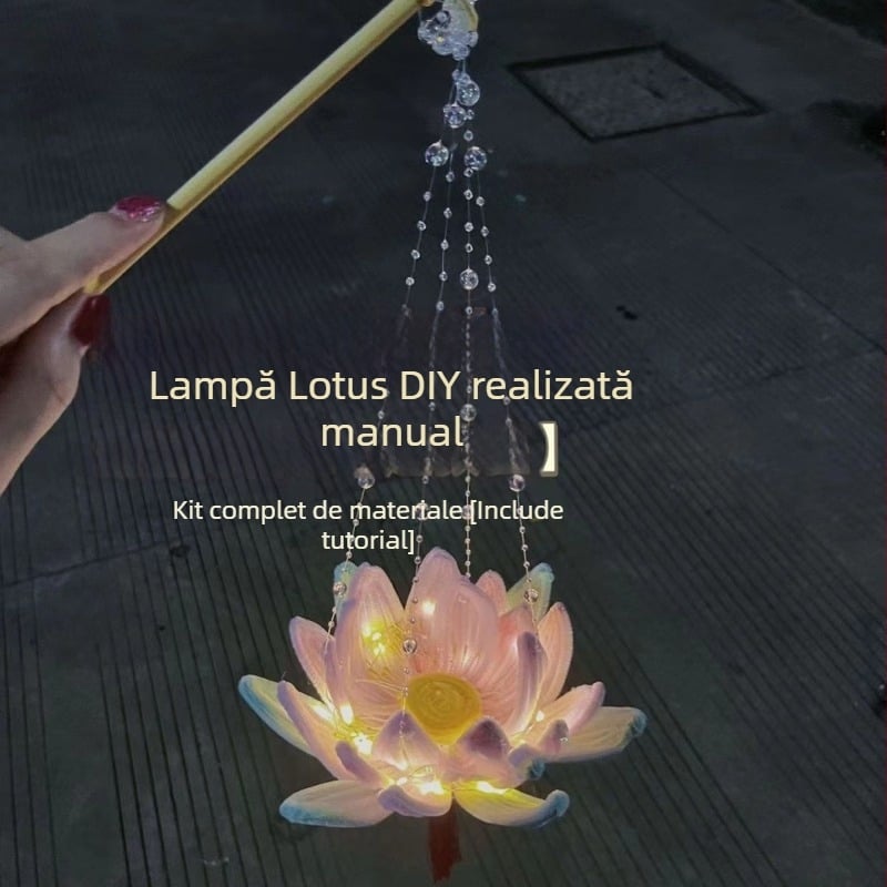 Fenar cu lotus și pai răsucit – kit DIY de materiale pentru felinar pentru festivalul Mid-Autumn, cadou pentru prietene.
