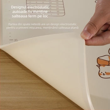 Covoraș din silicon pentru frământat, cu model de pisică norocoasă, mărit, mai gros și greu, pentru întinderea aluatului și pregătirea găluștelor