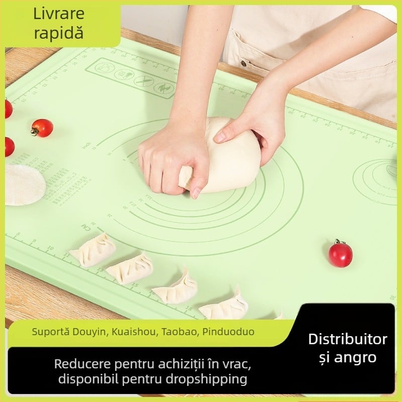 Covoraș din silicon pentru frământat aluat, de calitate alimentară, suprafață îngroșată pentru întinderea aluatului și coacere, antiaderent