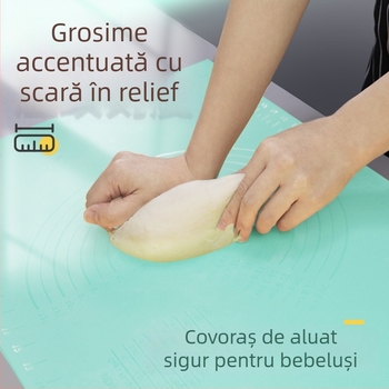 Covoraș din silicon pentru frământat aluat, 60×40 cm, cu marcaje, antiderapant, pentru depozitare compactă