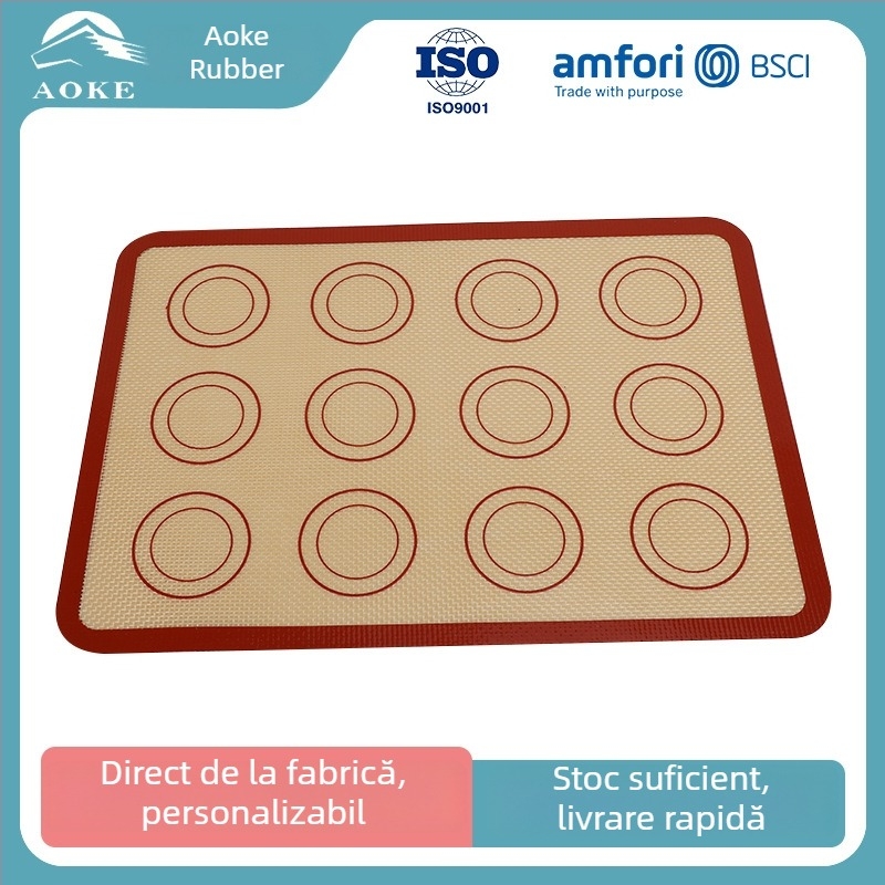 Set de cinci covorașe siliconice pentru coacere, rezistente la temperaturi înalte, antiaderente; covorașe pentru macarons și frământarea aluatului