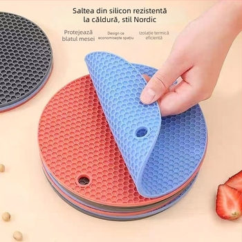 Covor de silicon alimentar cu model fagure, îngroșat, antiderapant, pentru frământat și întins aluat, potrivit pentru coacere în bucătărie, rezistent la temperaturi înalte