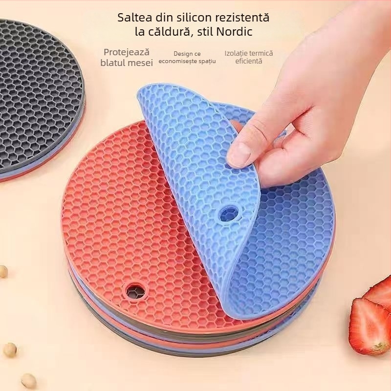 Covor de silicon alimentar cu model fagure, îngroșat, antiderapant, pentru frământat și întins aluat, potrivit pentru coacere în bucătărie, rezistent la temperaturi înalte