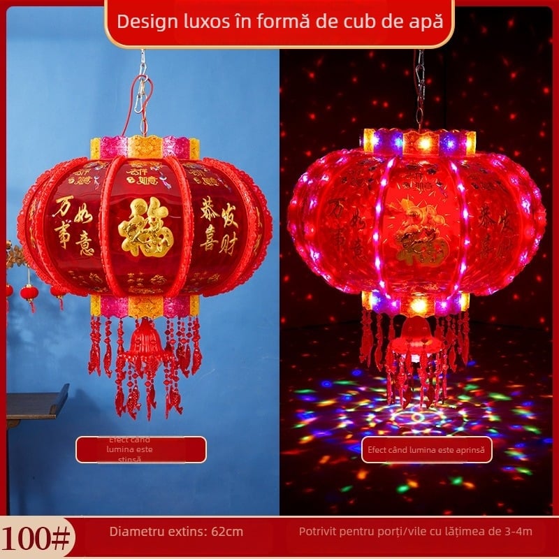 Lanternă LED rotativă, cu șapte culori, simbol de binecuvântare, pentru balcon, pentru casă nouă, Festivalul Primăverii și Anul Nou