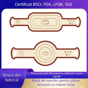Covoraș din silicon pentru copt, rezistent la temperaturi înalte, pentru frământarea aluatului, cu scară de măsurare și curea de agățare