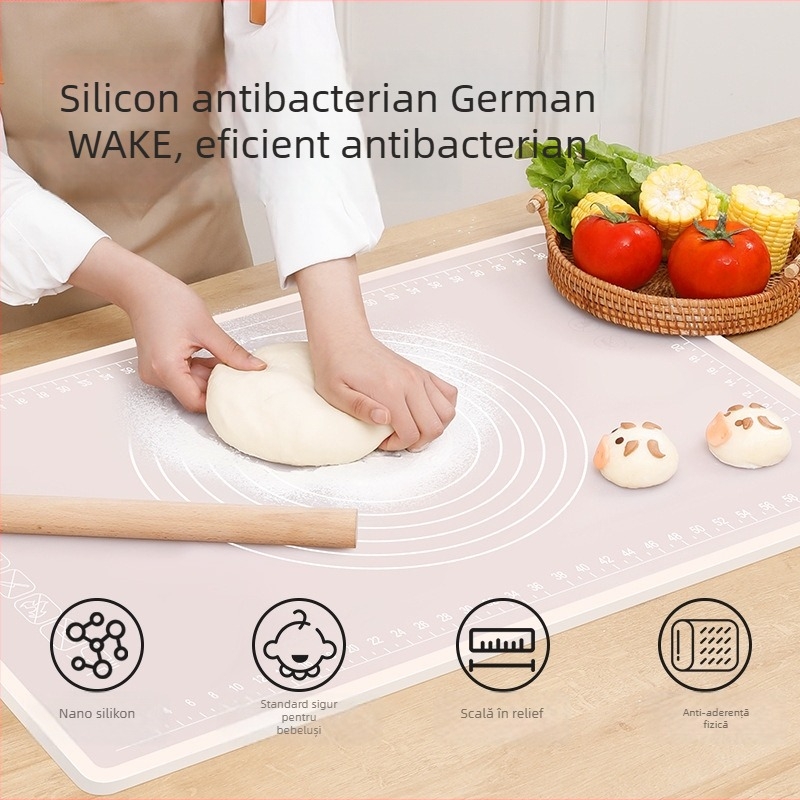 Covoraș din silicon pentru frământat, placă de copt și tocător, blat de aluat de bucătărie, silicon alimentar, antibacterian, impermeabil, ușor de curățat