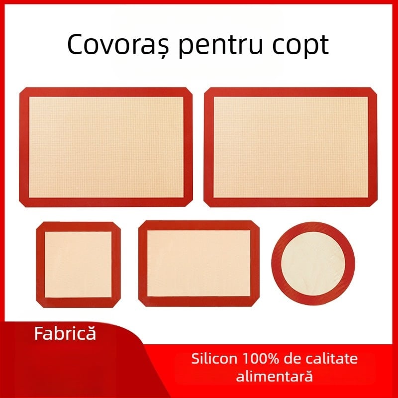 Tavă de copt din silicon alimentar, rezistentă la temperaturi înalte, pentru frământat aluat și coacere