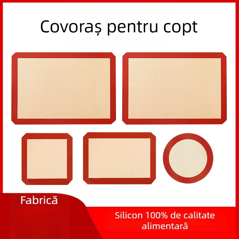 Tavă de copt din silicon alimentar, rezistentă la temperaturi înalte, pentru frământat aluat și coacere