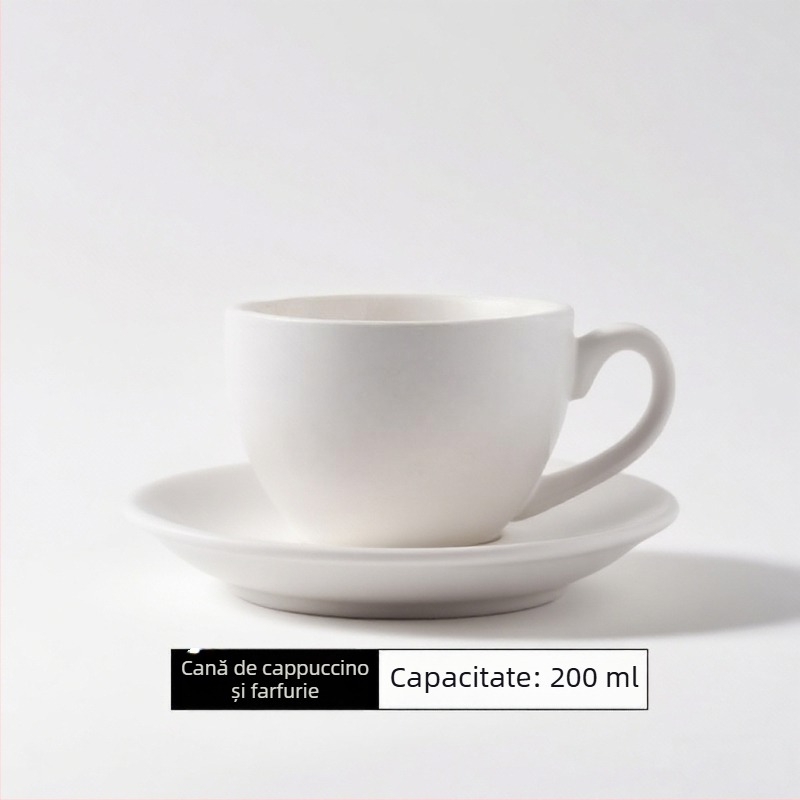 Set de cești de cafea cu latte art, ceramică, negre, pentru cupluri