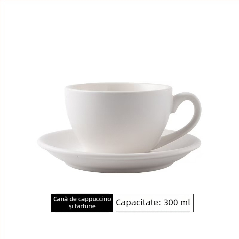 Set de cești de cafea cu latte art, ceramică, negre, pentru cupluri