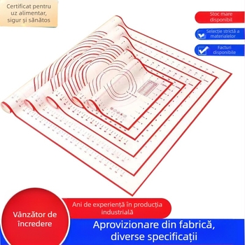 Covoraș din silicon platina pentru frământat și fondant, cu marcaje de măsură, antiaderent, pentru coacere