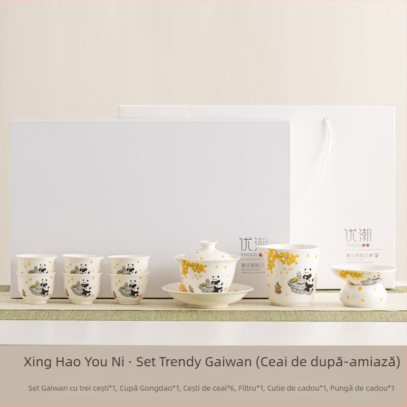 Set ceai gaiwan cu siglă personalizată