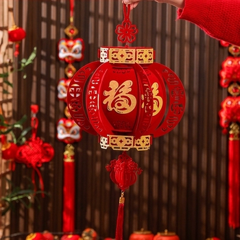 Lanterne roșii din catifea, cu simbolul norocului, pentru Anul Nou Chinezesc, decor exterior și interior, balcon
