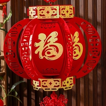 Lanterne roșii din catifea, cu simbolul norocului, pentru Anul Nou Chinezesc, decor exterior și interior, balcon