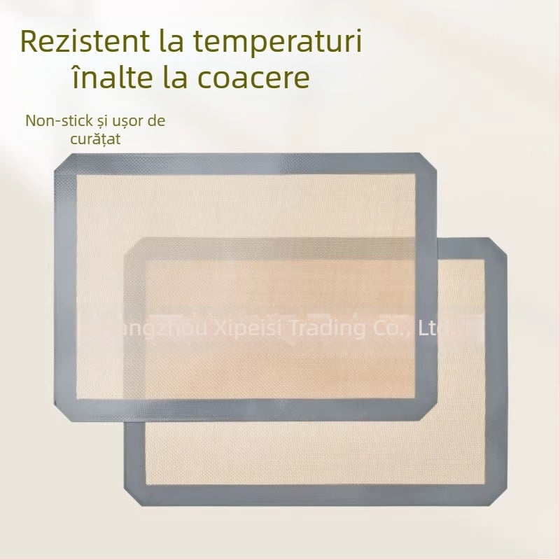 Covoraș de gătit din silicon – antiaderent, rezistent la temperaturi înalte, pentru coacerea fursecurilor și frământarea aluatului. Dimensiuni: 42×29.5 cm și 30×20 cm.